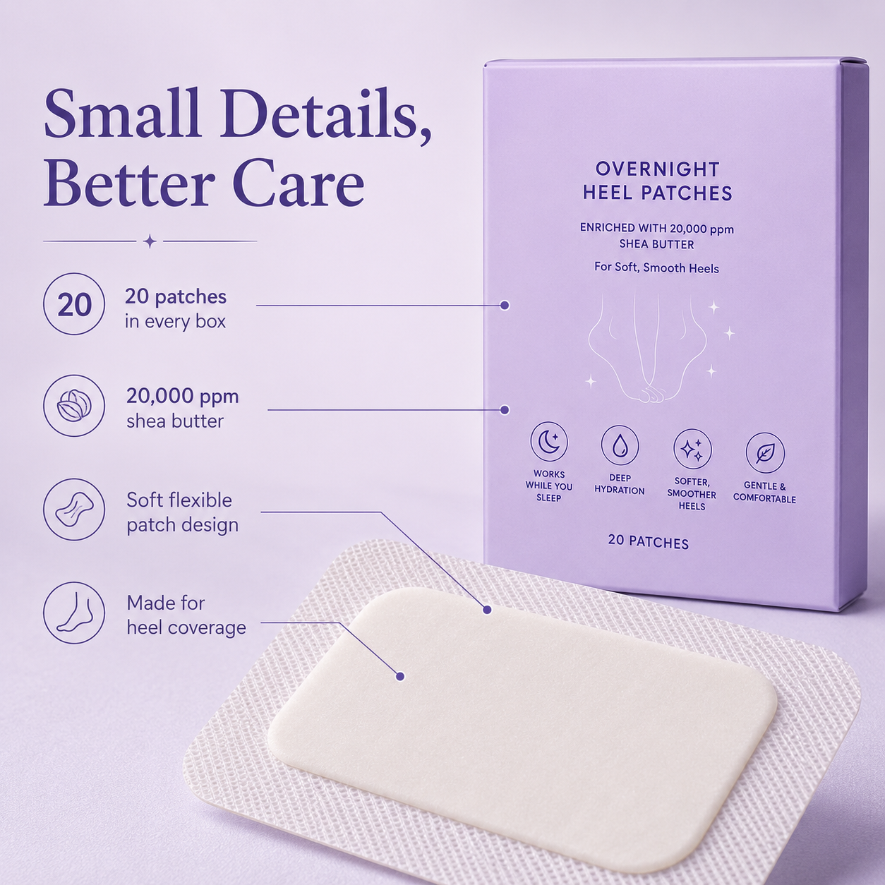 SilkStep™ Overnight Heel Moisture Patches